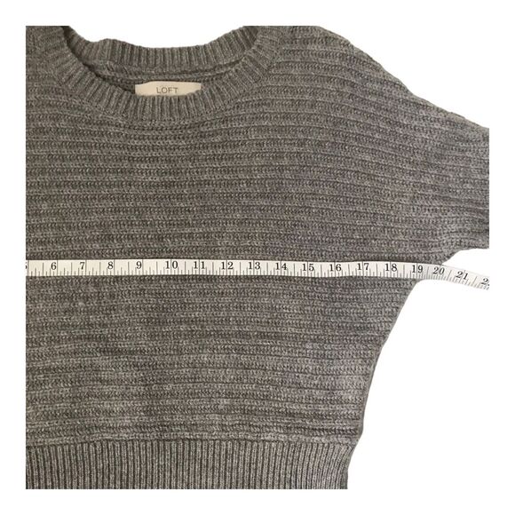 Ann Taylor Loft Dress Womens Size M Grey Sweater Wool Blend Dolman Sleeves - Picture 9 of 11